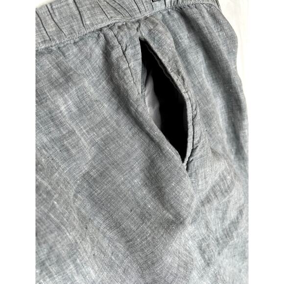 Eileen Fisher size L pants 100% organic linen gray pull-on cropped pockets - Picture 6 of 8